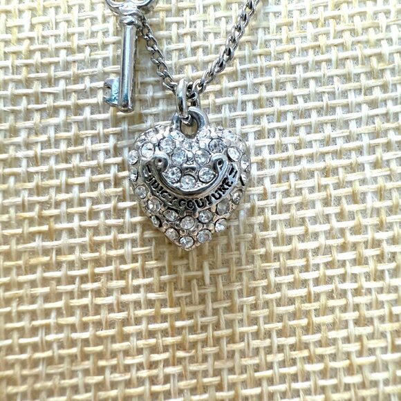 Juicy Couture Silver-Tone Layered Charm Necklace With Heart Key & Flower Pendant - Picture 3 of 10